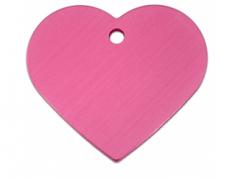 Engraved ID Tag:  Large Heart Shape Bright Pink 