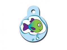 Engraved ID Tag:  Small Round Bubbles the Fish