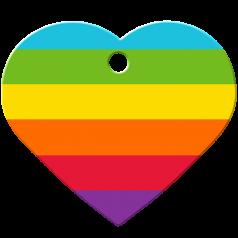 Engraved ID Tag:  Large Heart Shape Rainbow