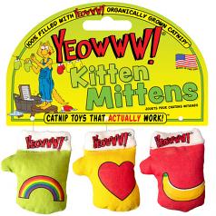 Cat Toy:  Mitten 3-pack Yeowww! Stuffed with Organic Catnip