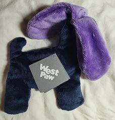Dog Toy: Floppy Dog Unstuffed Squeaker Toy Dark Blue Body/Purple Ears-Available in 2 Sizes