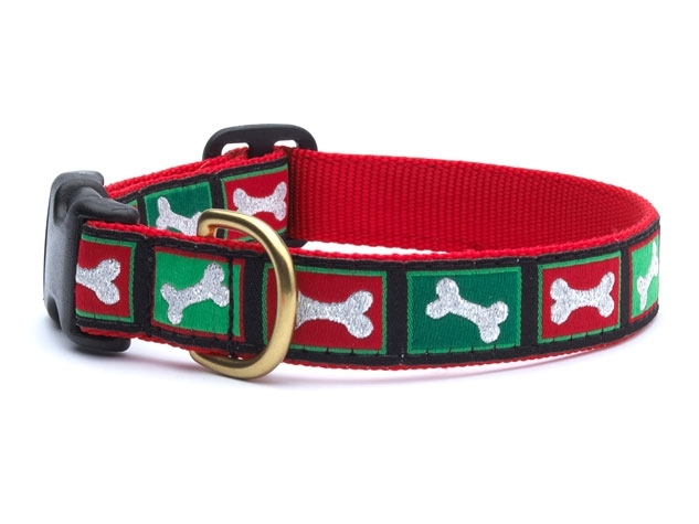 Dog Collars: 5/8" or 1" Wide Holiday, Christmas Bling Bones Clip Collar