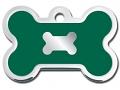 Engraved ID Tag:  Small Bone Shape Chrome with Green Epoxy