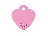 Engraved ID Tag:  Small Heart Shape Pink with Pink Crystals