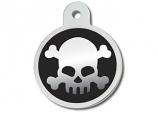 Engraved ID Tag:  Large Round Skull