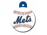 Engraved ID Tag:  Large Baseball NY Mets-- Round Tag