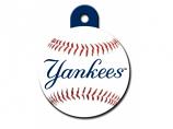 Engraved ID Tag:  Large Baseball NY Yankees-- Round Tag
