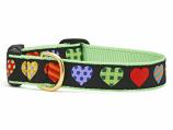 Dog Collars: 5/8" or 1" Wide Colorful Hearts Collar