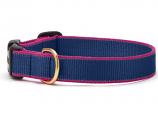 Dog Collars: 5/8" or 1" Wide Navy and Pink Bamboo Embroidered Collar
